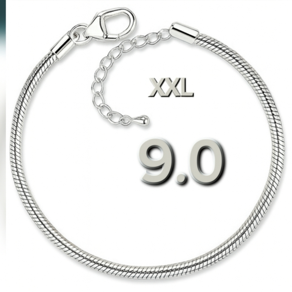 XXL 9.0 Silver Charm Bracelet Starter Bracelet Only No Charms